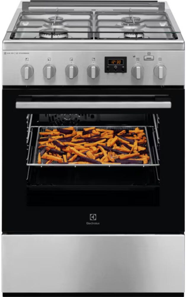 Electrolux LKK660221X Serie 600 SteamBake Cucina da accosto cm. 60 - 4 fuochi gas + 1 forno elettrico - inox