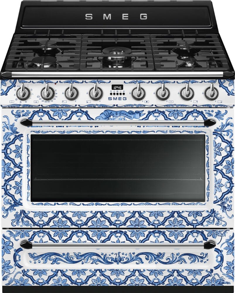 Smeg TR90DGME9 Blu Mediterraneo Cucina da accosto cm. 90x60 - 5 fuochi a gas + 1 forno elettrico - blu mediterraneo