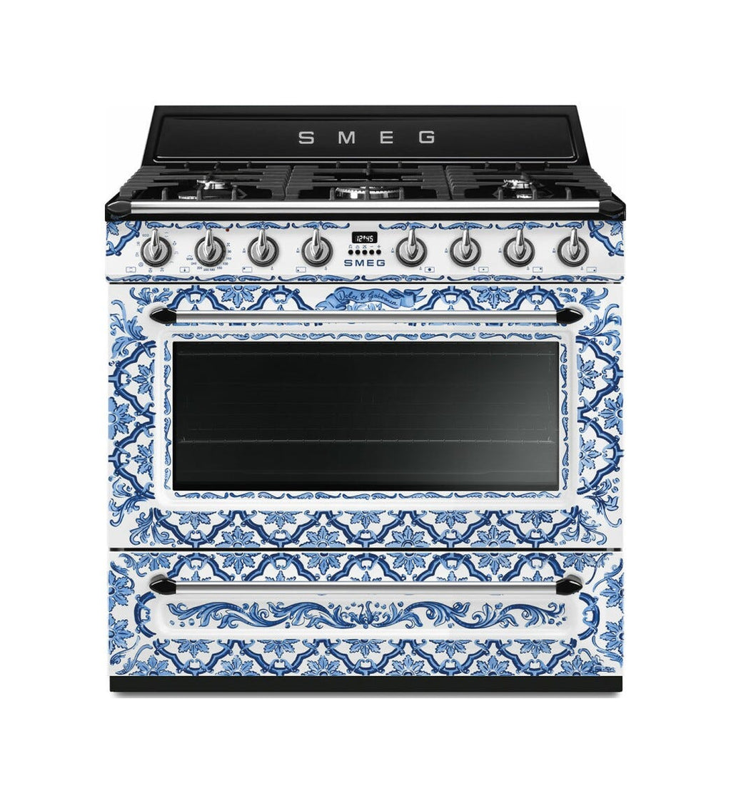 Smeg TR90DGME9 Blu Mediterraneo Cucina da accosto cm. 90x60 - 5 fuochi a gas + 1 forno elettrico - blu mediterraneo