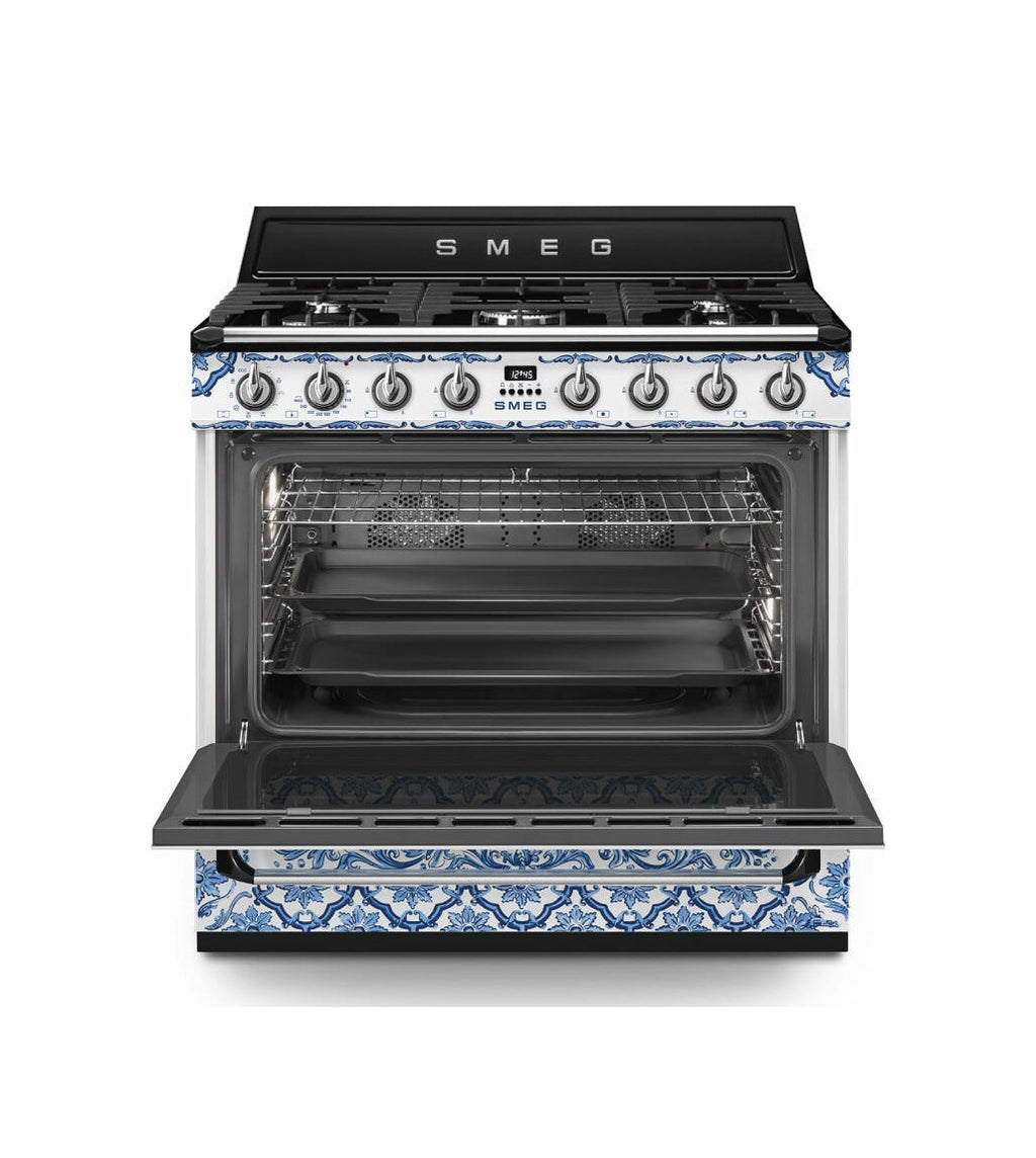 Smeg TR90DGME9 Blu Mediterraneo Cucina da accosto cm. 90x60 - 5 fuochi a gas + 1 forno elettrico - blu mediterraneo