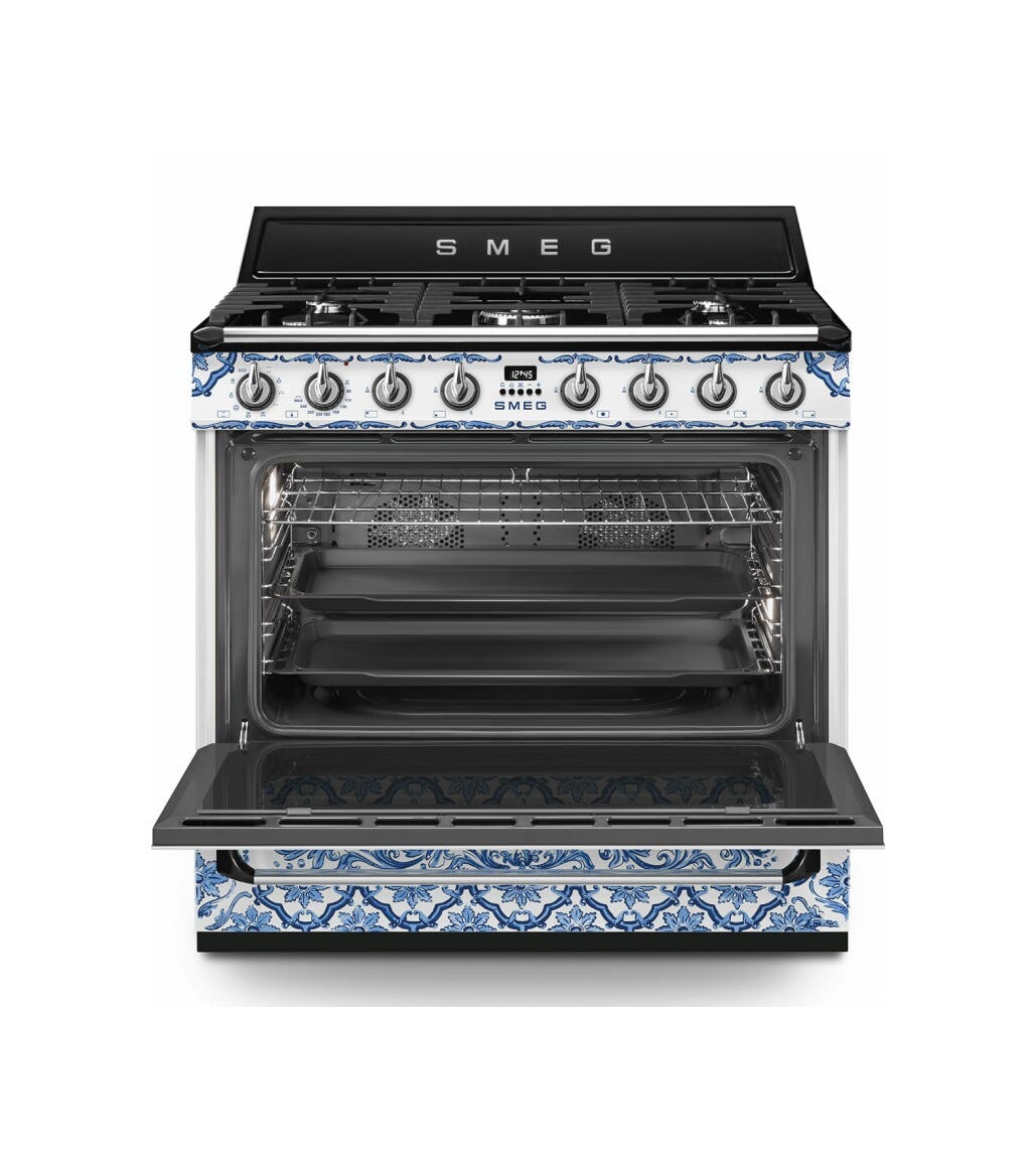Smeg TR90DGME9 Blu Mediterraneo Cucina da accosto cm. 90x60 - 5 fuochi a gas + 1 forno elettrico - blu mediterraneo
