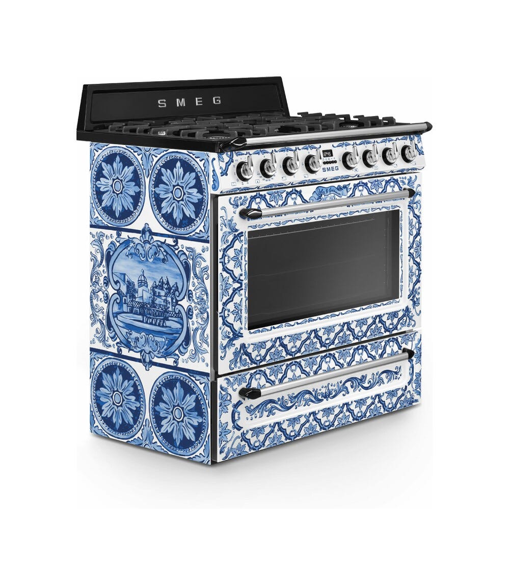 Smeg TR90DGME9 Blu Mediterraneo Cucina da accosto cm. 90x60 - 5 fuochi a gas + 1 forno elettrico - blu mediterraneo