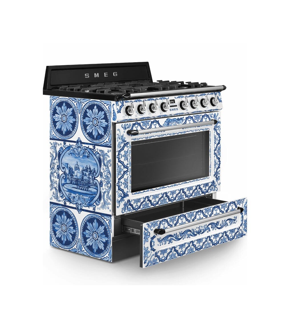 Smeg TR90DGME9 Blu Mediterraneo Cucina da accosto cm. 90x60 - 5 fuochi a gas + 1 forno elettrico - blu mediterraneo