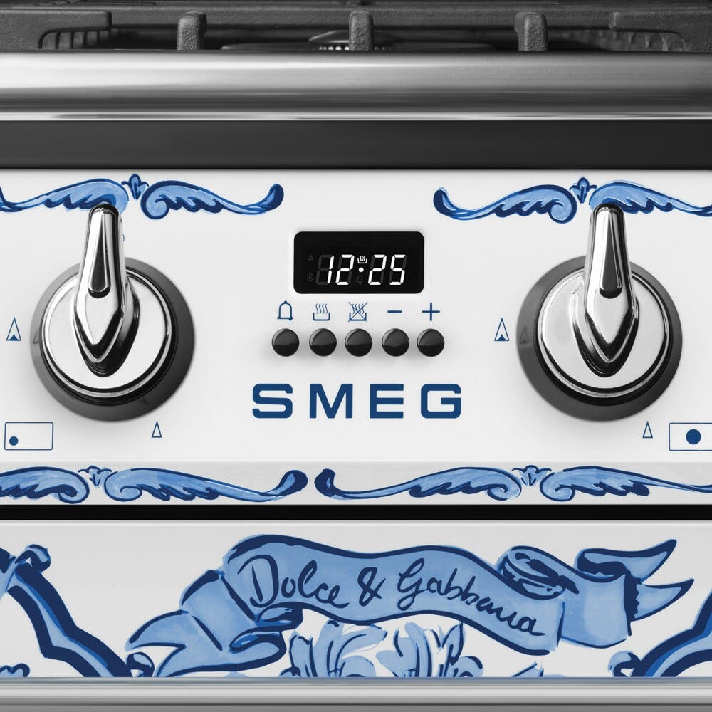 Smeg TR90DGME9 Blu Mediterraneo Cucina da accosto cm. 90x60 - 5 fuochi a gas + 1 forno elettrico - blu mediterraneo