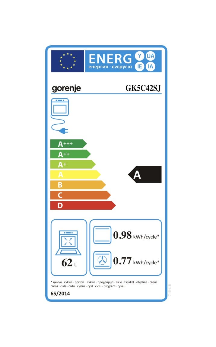 Gorenje GK5C42SJ Cucina da accosto cm. 50 - 4 zone a gas + 1 forno elettrico - grigio
