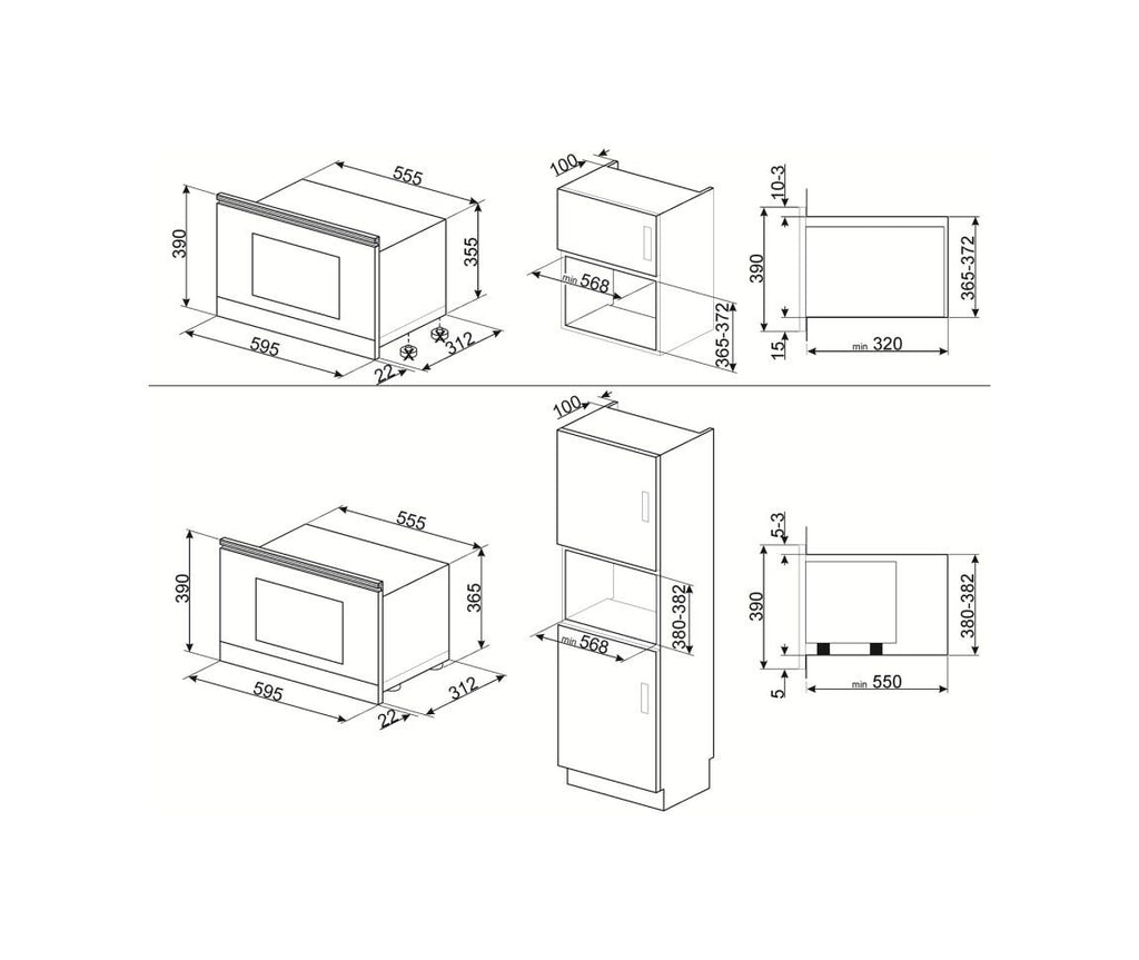 Smeg MP722AO Cortina Forno microonde da incasso cm. 60 h. 39 - antracite