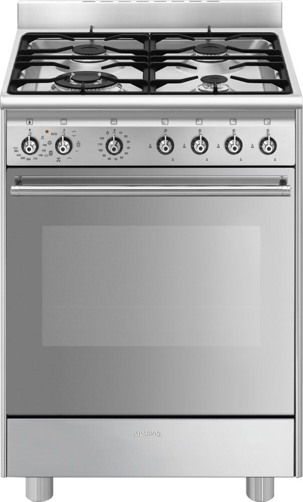 Smeg SX61GM Classica Cucina da accosto cm. 60x60 - 4 fuochi a gas + 1 forno elettrico - inox