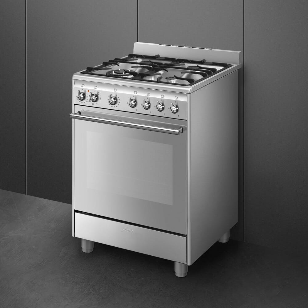 Smeg SX61GM Classica Cucina da accosto cm. 60x60 - 4 fuochi a gas + 1 forno elettrico - inox