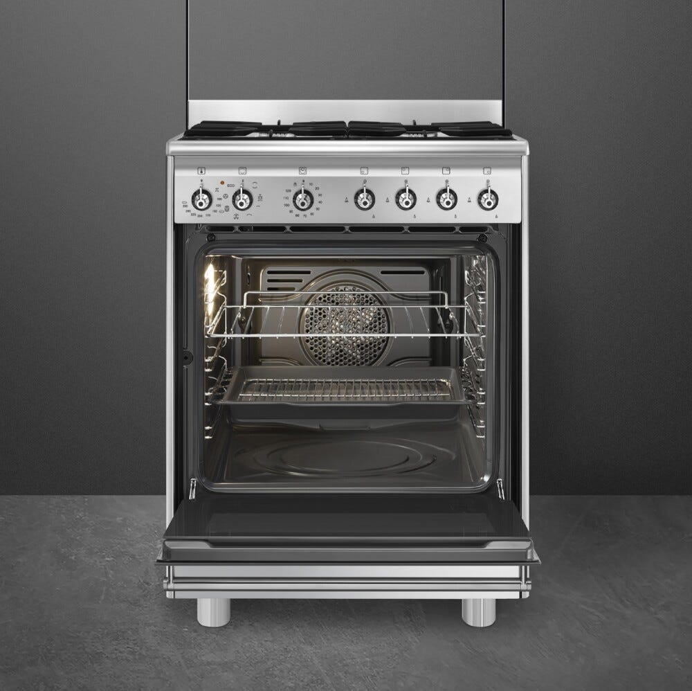 Smeg SX61GM Classica Cucina da accosto cm. 60x60 - 4 fuochi a gas + 1 forno elettrico - inox