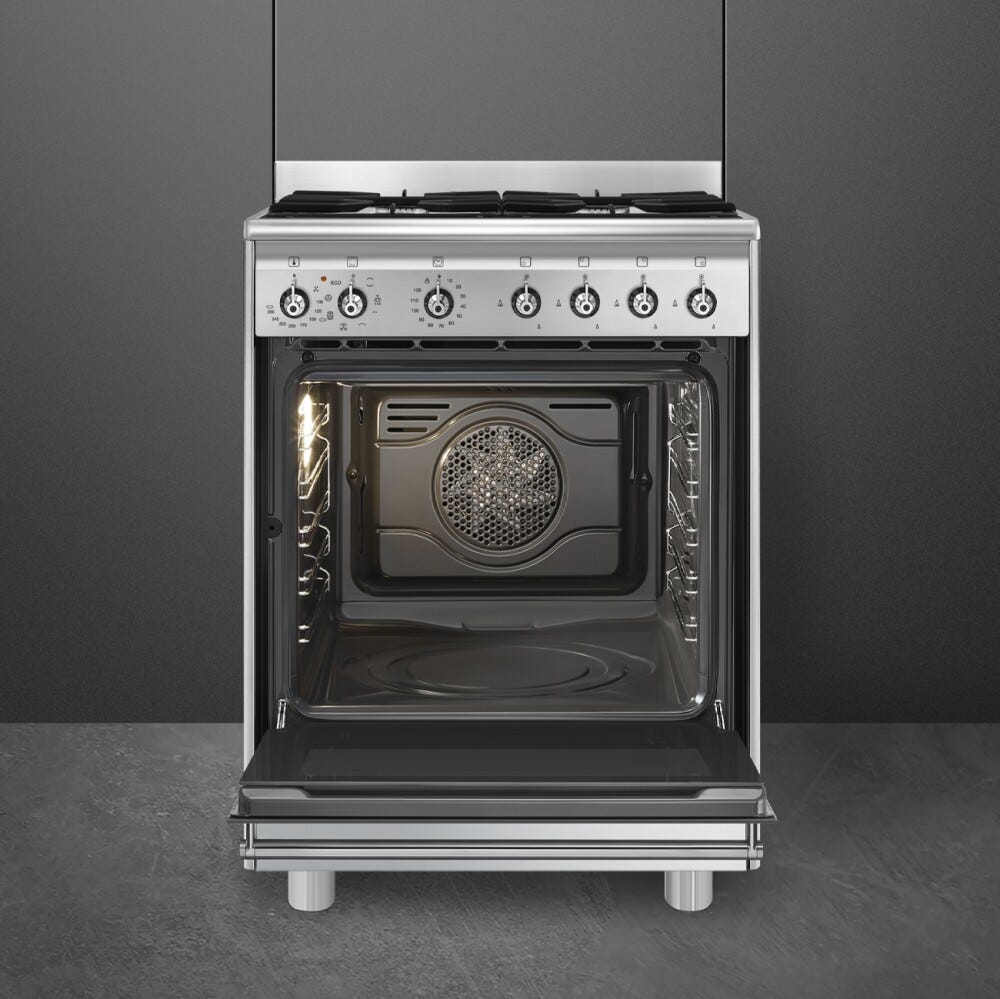 Smeg SX61GM Classica Cucina da accosto cm. 60x60 - 4 fuochi a gas + 1 forno elettrico - inox