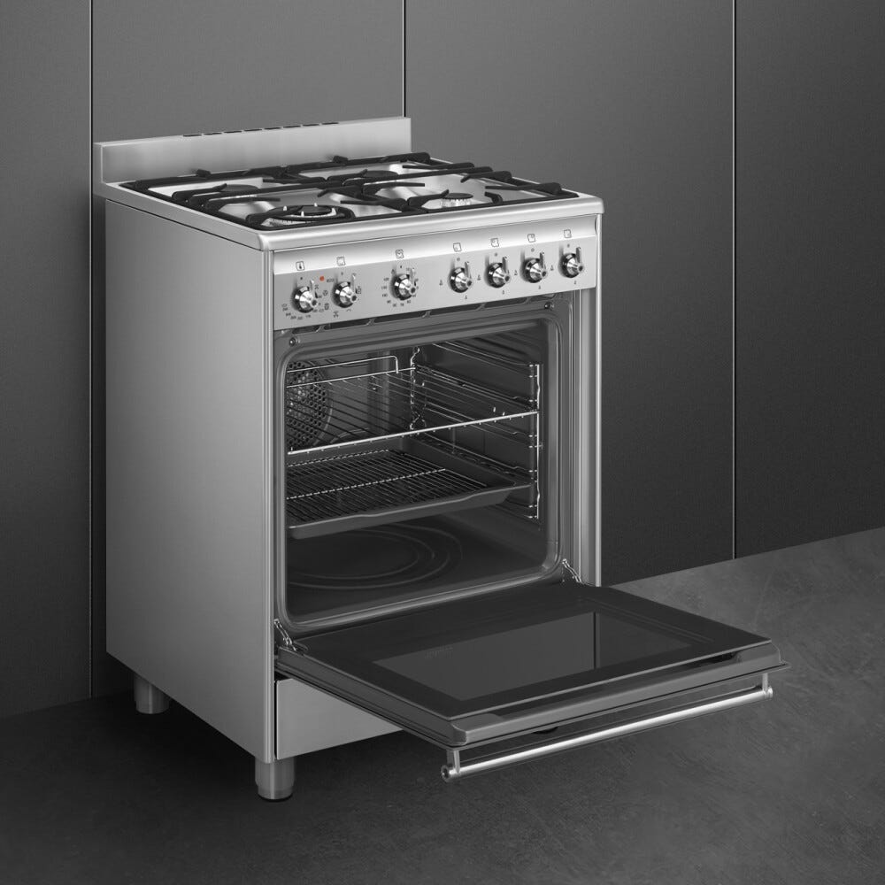 Smeg SX61GM Classica Cucina da accosto cm. 60x60 - 4 fuochi a gas + 1 forno elettrico - inox