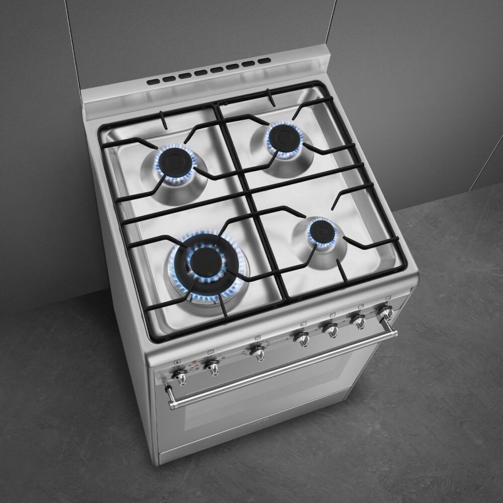 Smeg SX61GM Classica Cucina da accosto cm. 60x60 - 4 fuochi a gas + 1 forno elettrico - inox