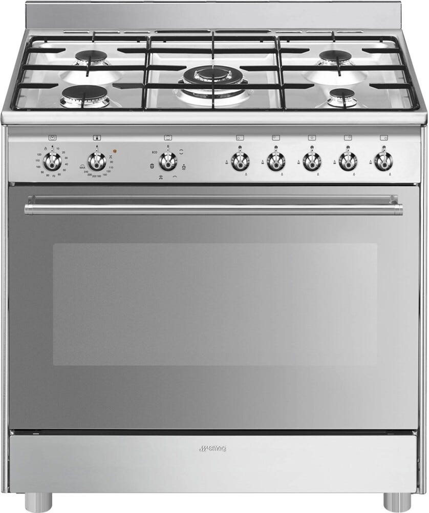 Smeg SX91GM Classica Cucina da accosto cm. 90x60 - 5 fuochi a gas + 1 forno elettrico - inox satinato