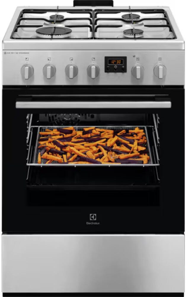 Electrolux LKK664220X SteamBake Cucina da accosto cm. 60 - 4 fuochi gas + 1 forno elettrico - inox