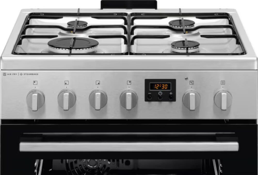 Electrolux LKK664220X SteamBake Cucina da accosto cm. 60 - 4 fuochi gas + 1 forno elettrico - inox