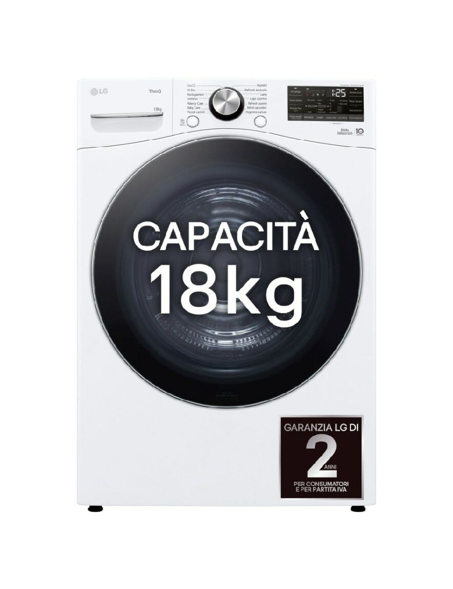 LG RH18U8AVCW Serie U8 Asciugatrice cm. 70 - capacità 18 kg - bianco