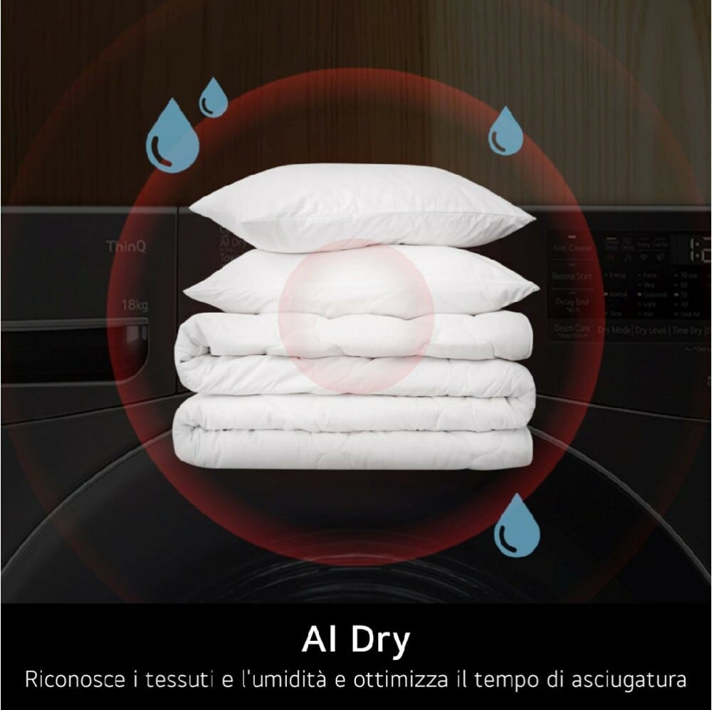 LG RH18U8AVCW Serie U8 Asciugatrice cm. 70 - capacità 18 kg - bianco