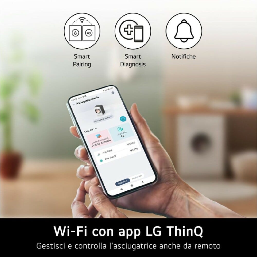 LG RH18U8AVCW Serie U8 Asciugatrice cm. 70 - capacità 18 kg - bianco