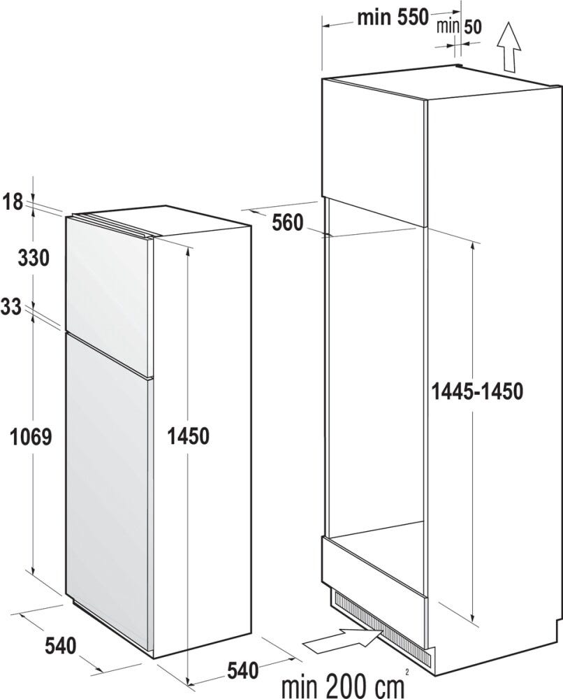 Hisense RI1P205NEWE Frigorifero con congelatore da incasso - cm. 54 h. 145 - lt. 205
