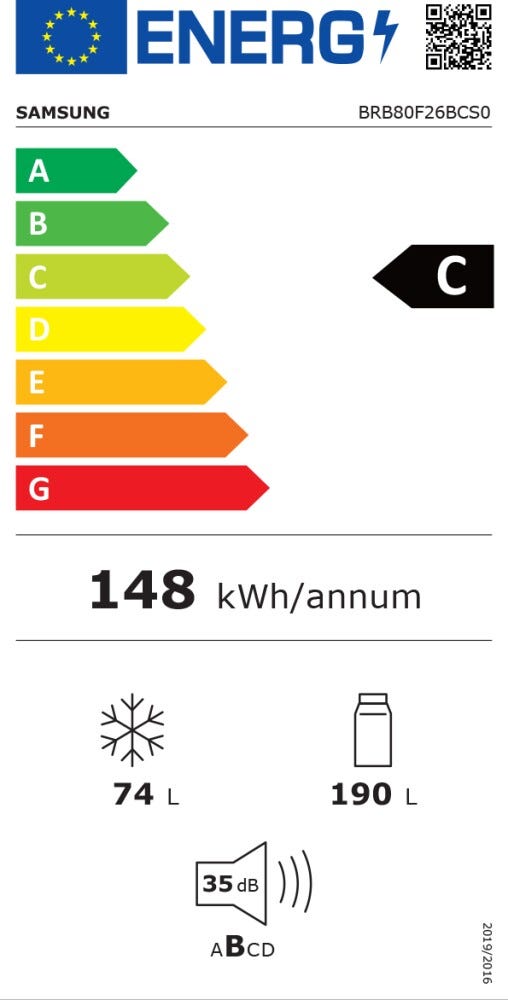 Samsung BRB80F26BCS0EF F1rst 60 AI Frigorifero con congelatore da incasso cm. 54 h. 178 - lt. 264
