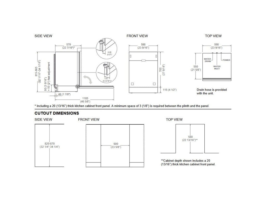 Bertazzoni DW60S3IAPSC Professional Lavastoviglie integrata totale cm. 60 - 16 coperti - cerniere sliding