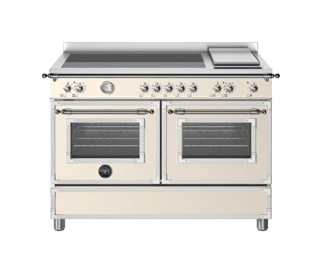 Bertazzoni HER125I2EAVT Heritage Cucina da accosto cm. 120 - 5 zone induzione + 1 piastra elettrica + 2 forni elettrici - scaldavivande - avorio