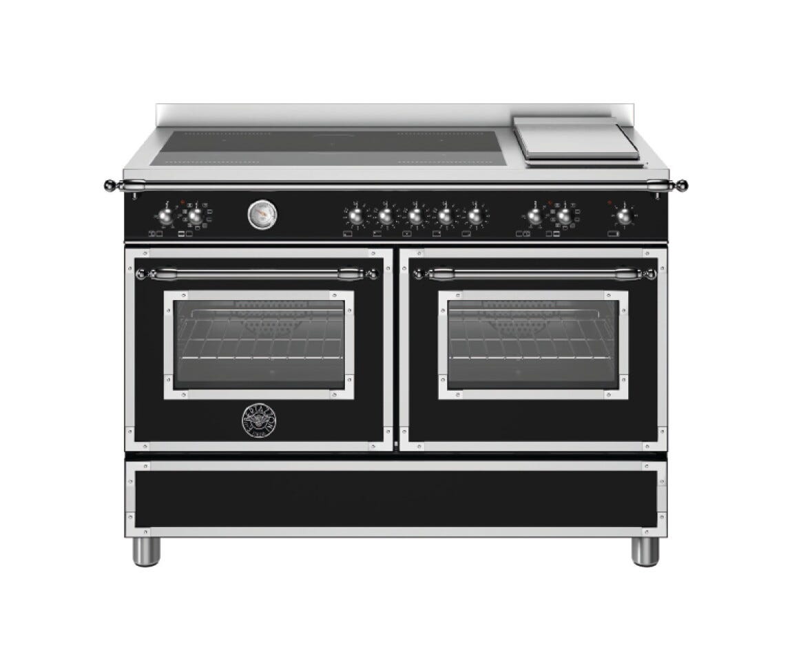Bertazzoni HER125I2ENET Heritage Cucina da accosto cm. 120 - 5 zone induzione + 1 piastra elettrica + 2 forni elettrici - scaldavivande - nero opaco