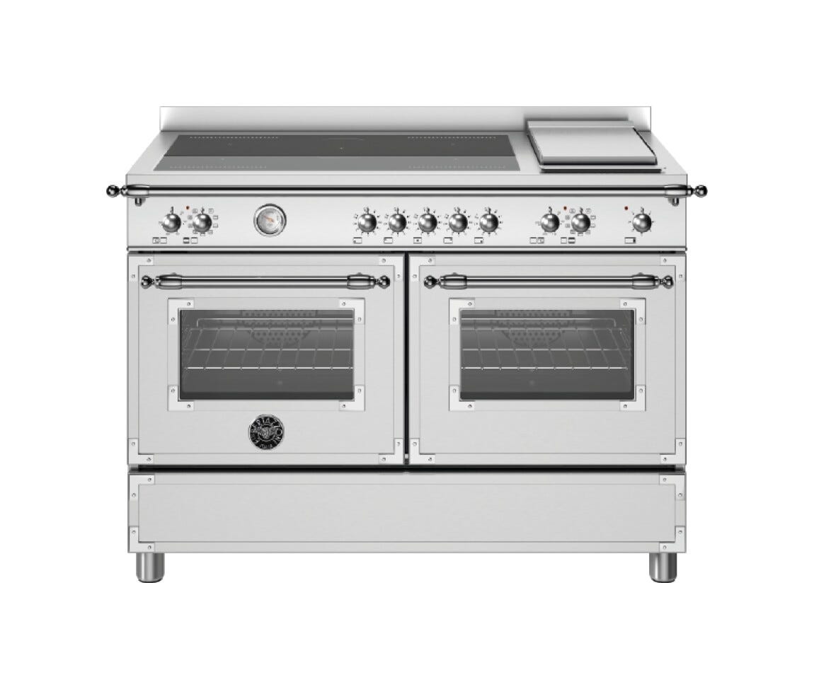 Bertazzoni HER125I2EXT Heritage Cucina da accosto cm. 120 - 5 zone induzione + 1 piastra elettrica + 2 forni elettrici - scaldavivande - inox