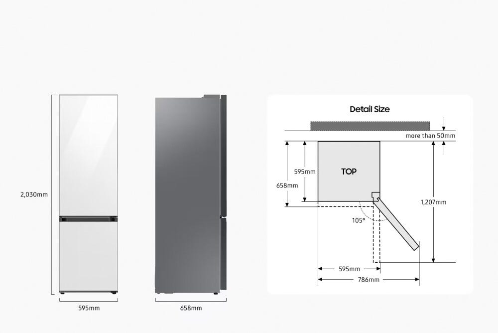 Samsung RB38C7B5D39 Bespoke Smart Ai Frigorifero con congelatore a libera installazione cm. 60 h. 203 - lt. 276 - satin beige