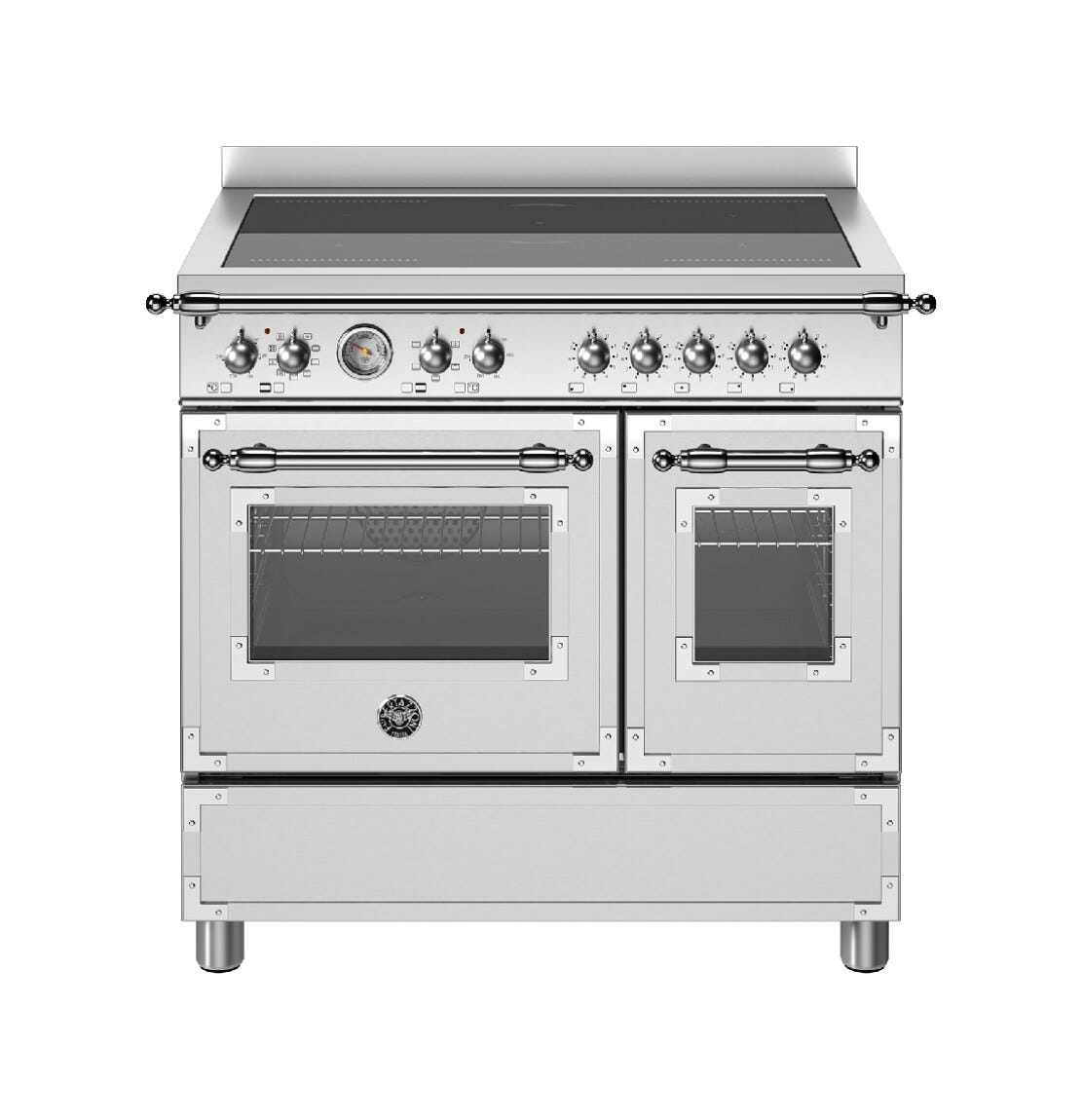 Bertazzoni HER95I2EXT Heritage Cucina da accosto cm. 90 - 5 zone induzione + 2 forni elettrici - scaldavivande - inox