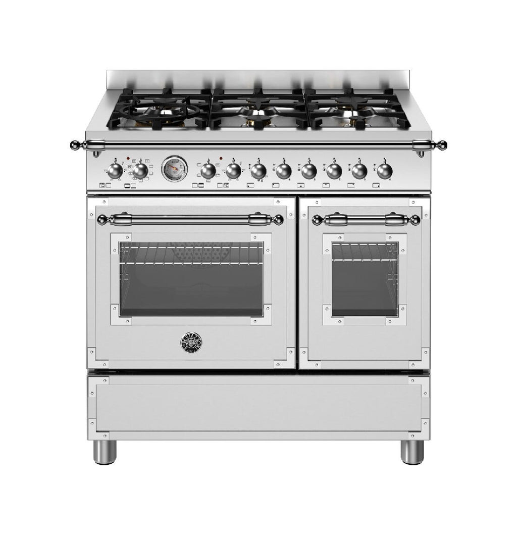 Bertazzoni HER96L2EXT Heritage Cucina da accosto cm. 90 - 6 fuochi a gas + 2 forni elettrici - inox