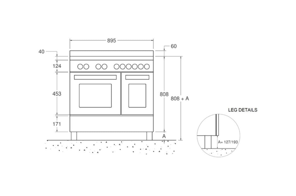Bertazzoni HER96L2EXT Heritage Cucina da accosto cm. 90 - 6 fuochi a gas + 2 forni elettrici - inox
