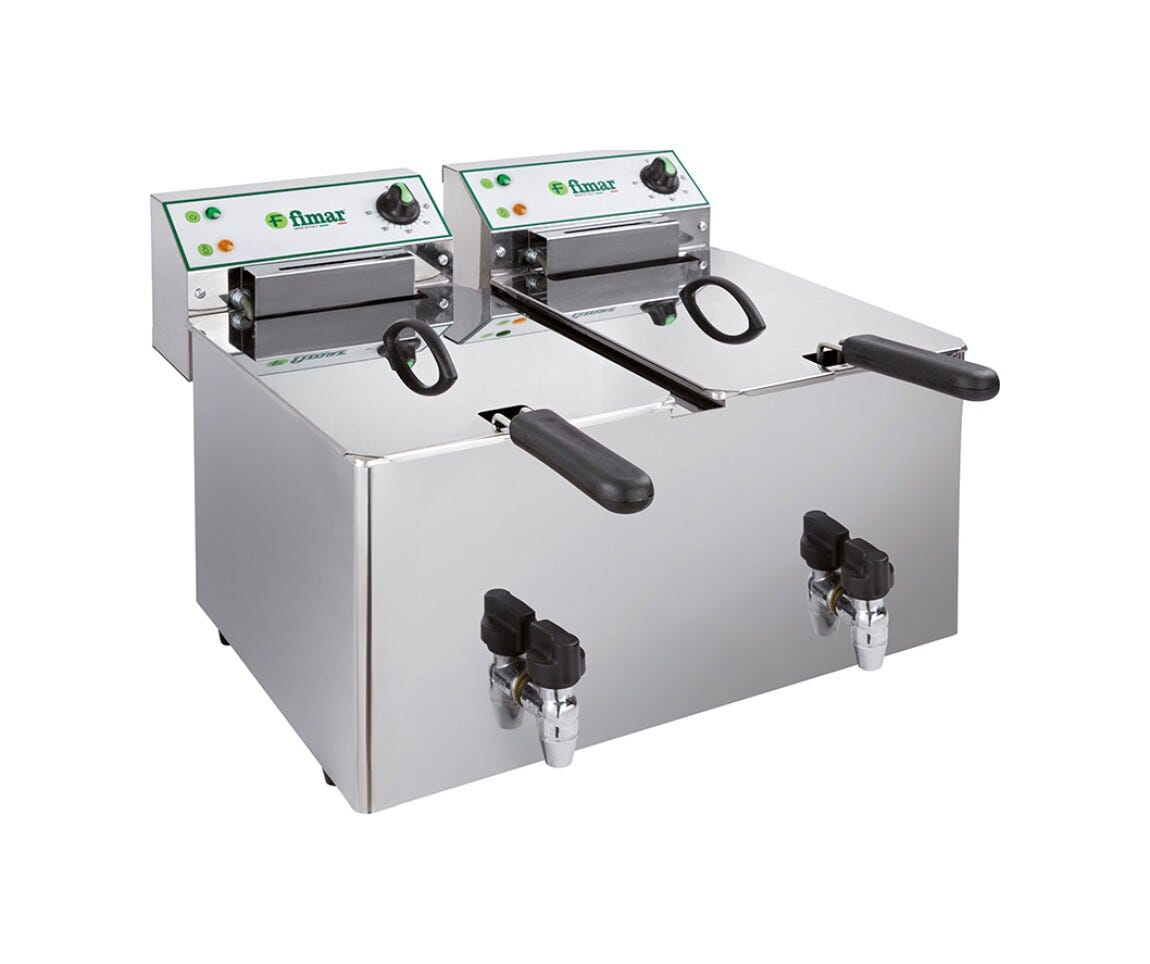 Fimar FR88RN Friggitrice elettrica con rubinetto - lt. 10+10