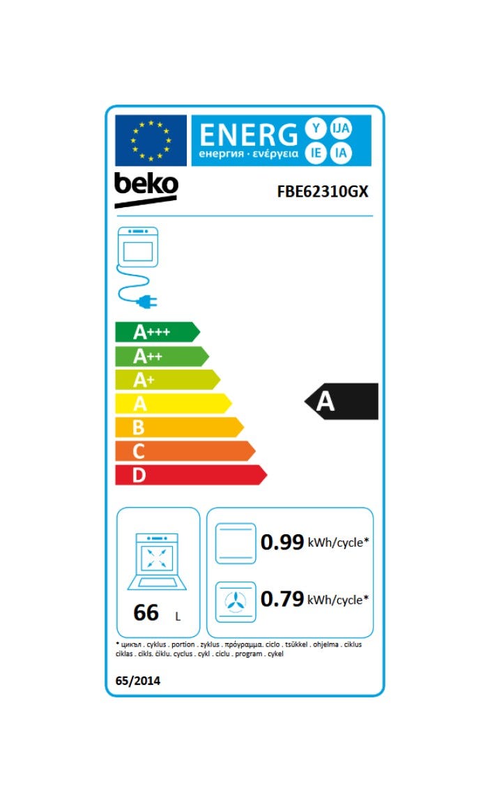 Beko FBE62310GX Cucina da accosto cm. 60 - 4 fuochi gas + 1 forno elettrico - inox