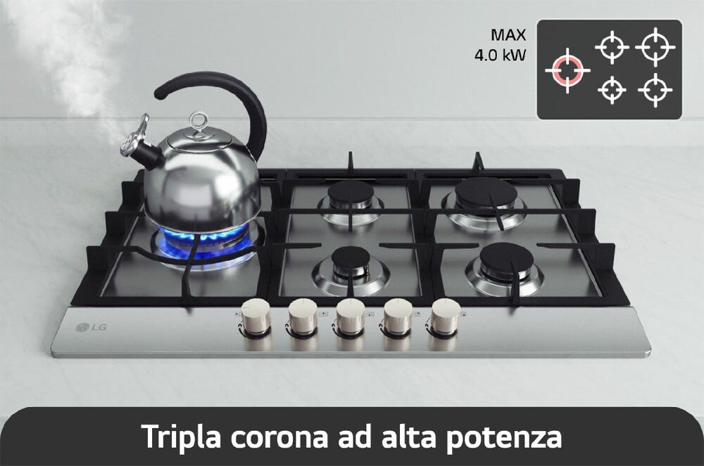 LG CBGZ3016S Piano cottura a gas cm. 75 - inox