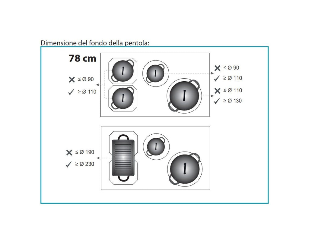 Falmec Induzione 78 cm COOKING SYSTEM Piano cottura a induzione cm 78 - vetroceramica nero lucido