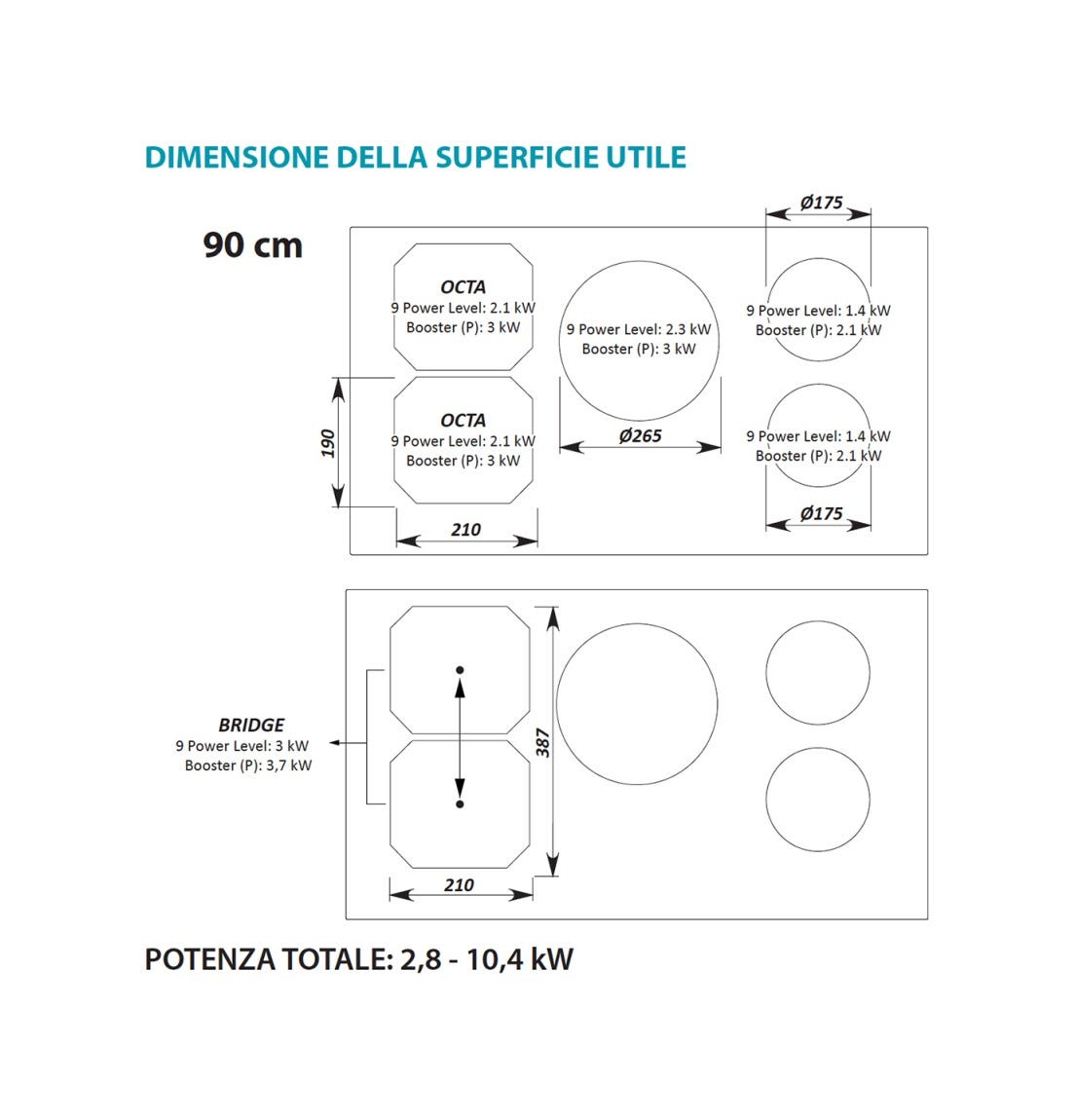 Falmec Induzione 90 cm COOKING SYSTEM Piano cottura a induzione cm 90 - vetroceramica nero lucido