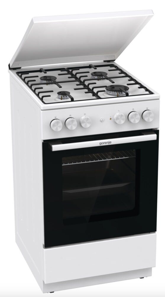 Gorenje GK5A22WH G400 Cucina da accosto cm. 50 - 4 zone a gas + 1 forno elettrico - bianco