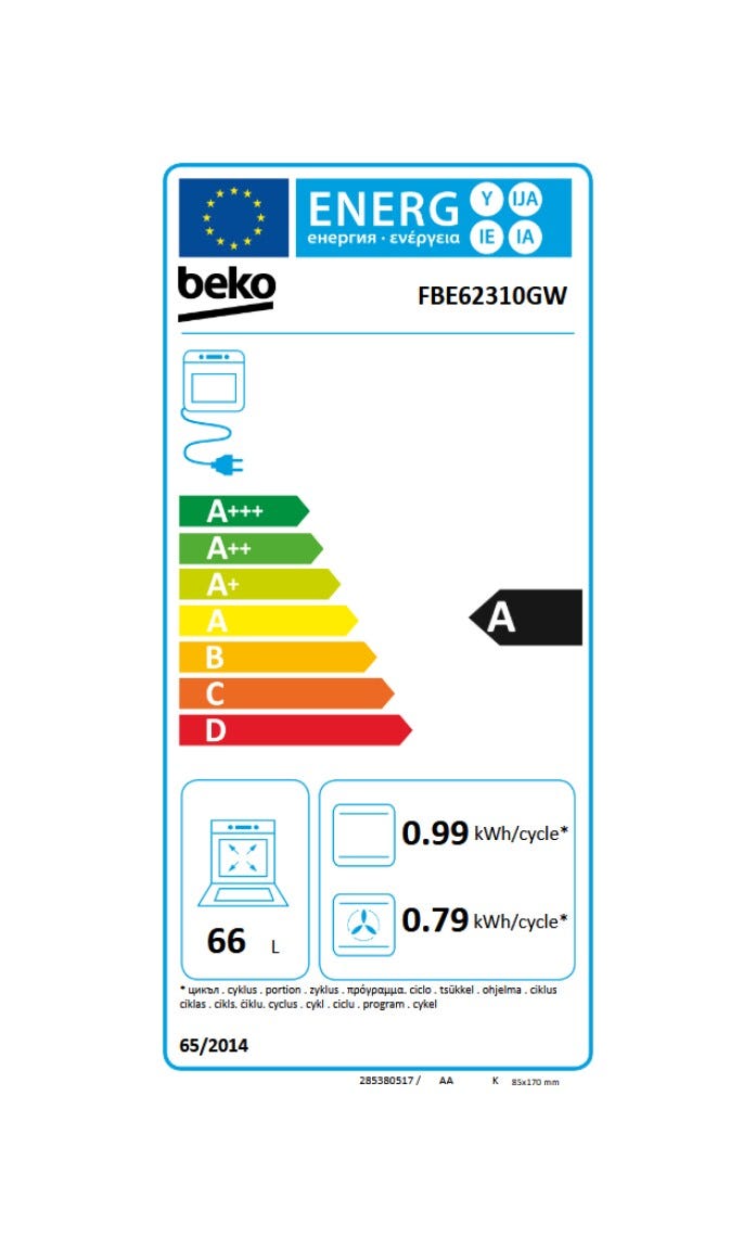 Beko FBE62310GW Cucina da accosto cm. 60 - 4 fuochi gas + 1 forno elettrico - bianco