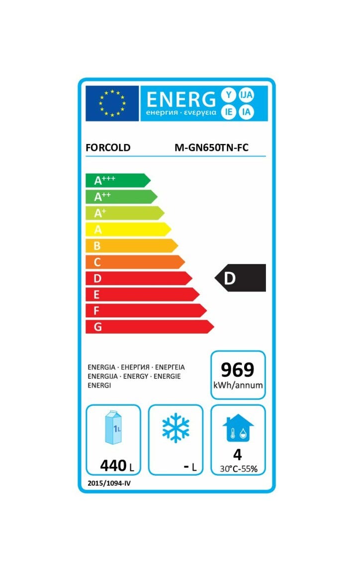 Fimar M-GN650TN-FC FORCOLD Armadio refrigerato ventilato lt. 650 - inox