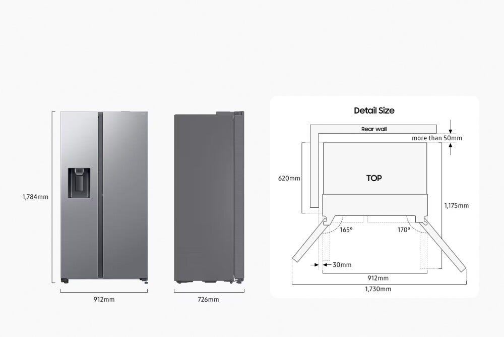 Samsung RS80F66KBFEF Frigorifero con congelatore side by side cm. 91 h. 178 - lt. 634 - black