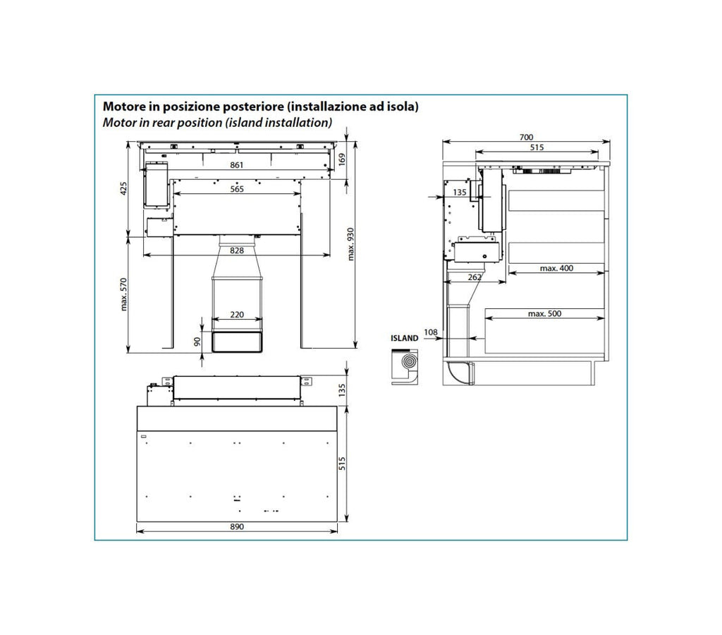 Falmec BRERA 90 COOKING SYSTEM Piano cottura a induzione cm 90 in vetroceramica nero lucido con cappa integrata da 800 m3/h