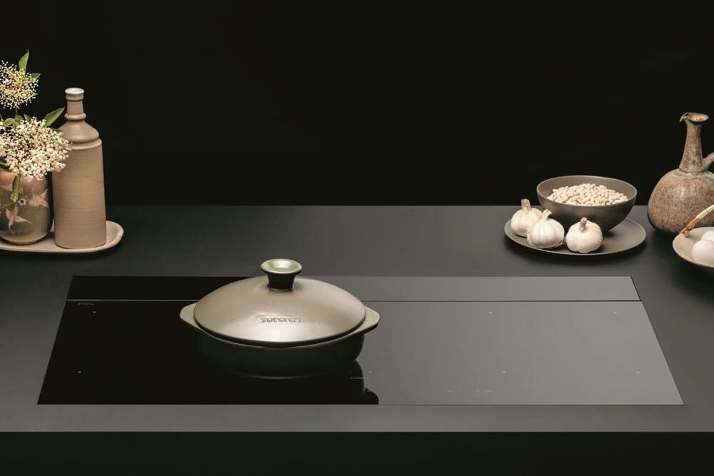 Falmec BRERA 90 COOKING SYSTEM Piano cottura a induzione cm 90 in vetroceramica nero lucido con cappa integrata da 800 m3/h