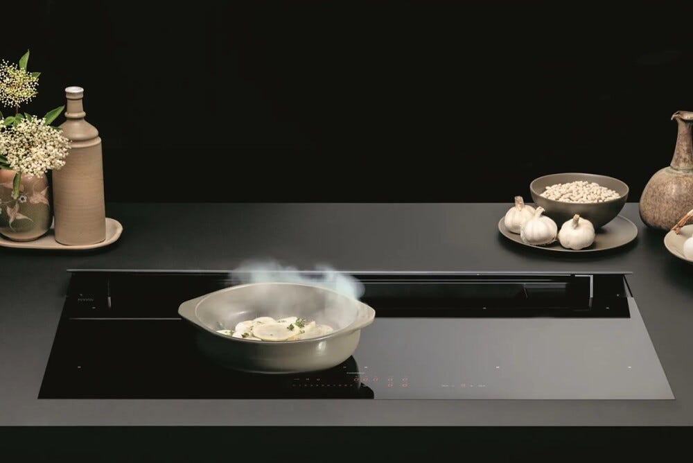 Falmec BRERA 90 COOKING SYSTEM Piano cottura a induzione cm 90 in vetroceramica nero lucido con cappa integrata da 800 m3/h