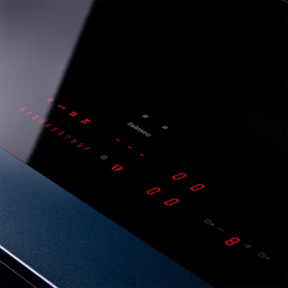 Falmec BRERA 90 COOKING SYSTEM Piano cottura a induzione cm 90 in vetroceramica nero lucido con cappa integrata da 800 m3/h