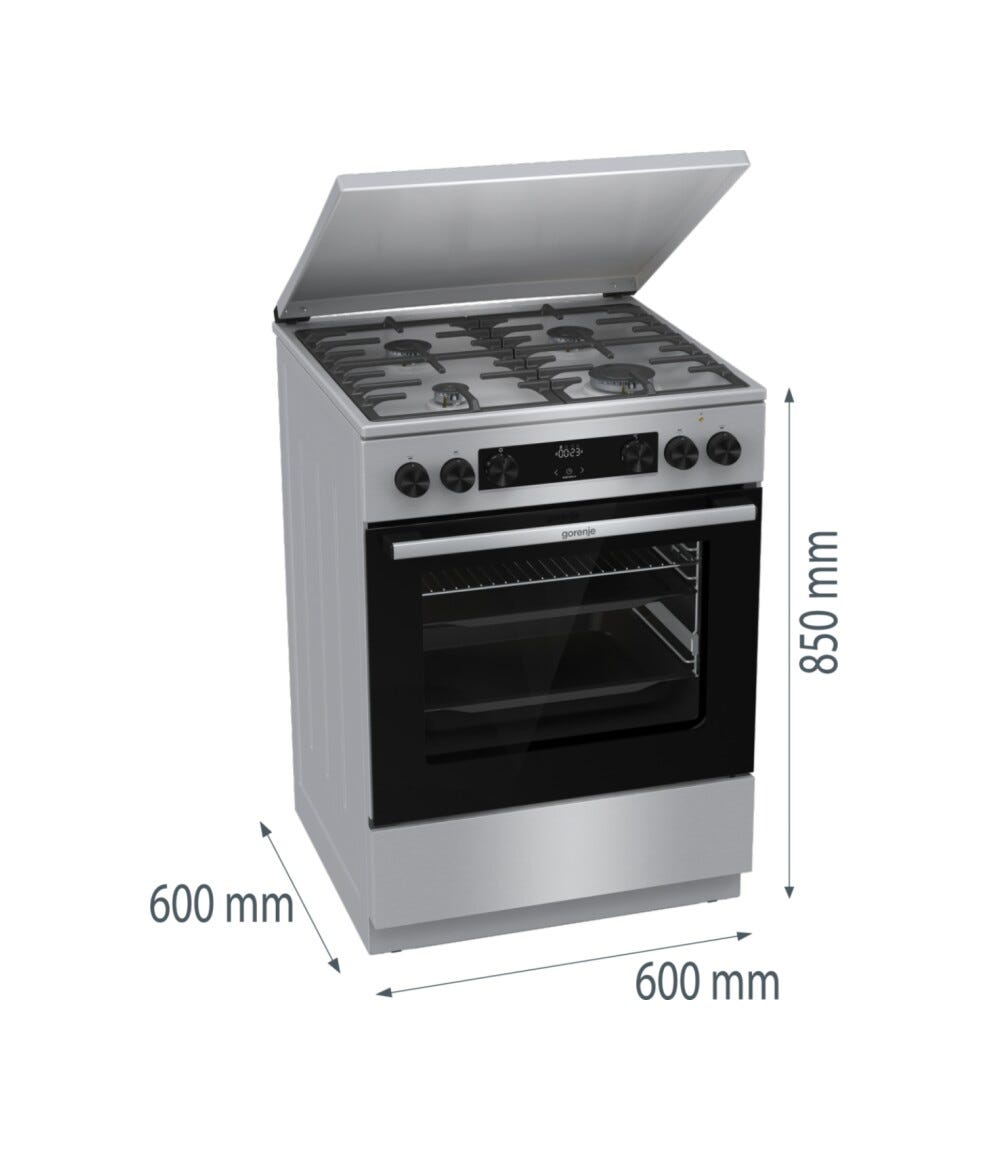 Gorenje GKS6C71XF G600 Cucina da accosto cm. 60 - 4 zone a gas + 1 forno elettrico - grigio