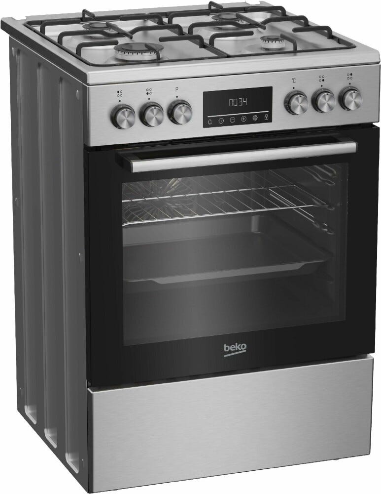 Beko FBE6330GXDSN B300 Cucina da accosto cm. 60 - 4 fuochi gas + 1 forno elettrico - inox