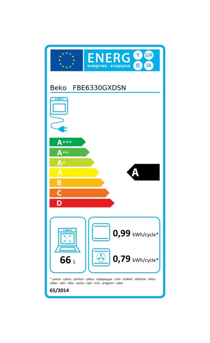 Beko FBE6330GXDSN B300 Cucina da accosto cm. 60 - 4 fuochi gas + 1 forno elettrico - inox