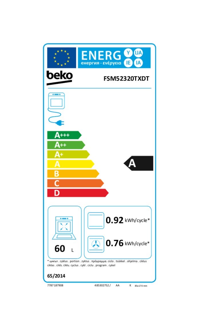 Beko FSM52320TXDT Cucina da accosto cm. 50 - 4 fuochi + 1 forno elettrico - inox