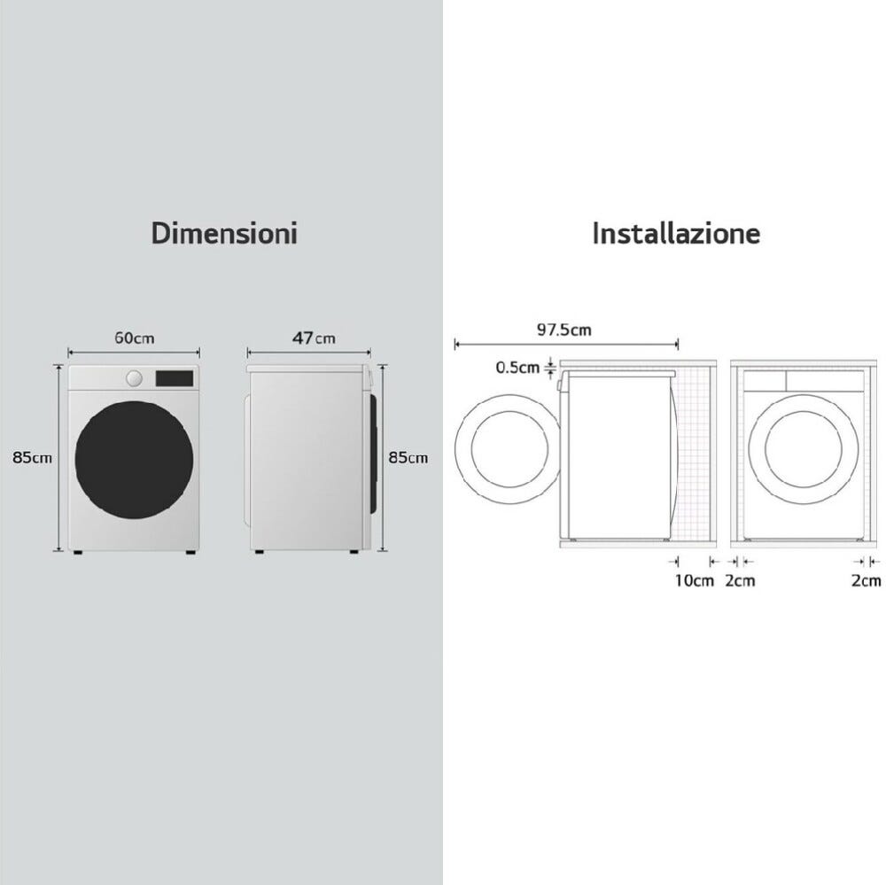 LG F4NA10S8NWK Serie A1 Lavatrice slim cm. 60 - capacità 8 kg - bianco